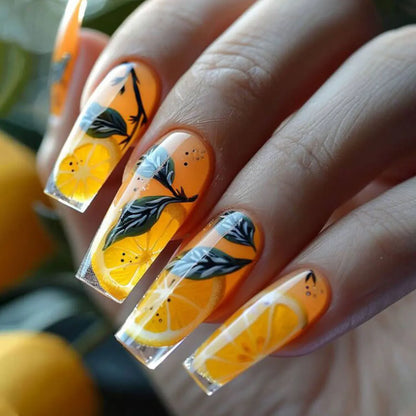 French Tip Press on Nails Long Coffin False Nails Press ons Acrylic Glue on Nails Full Cover False Nails Wearable Fake Nails Set