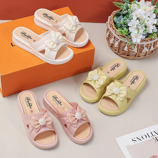 New Butterfly Knot Ladies Slippers Outdoor Summer Versatile Fashionable Casual Anti-slip Waterproof High Aesthetic Beach Shoes