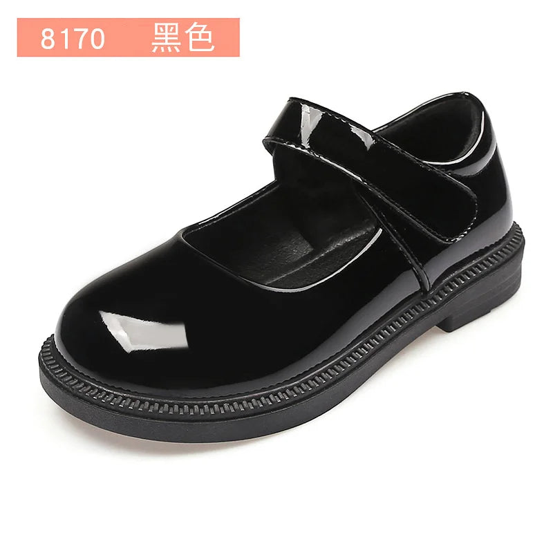 Children's Leather Shoes 2023 New Bow Girl Princess Shoes Soft Sole Casual Student Black Performance Shoes