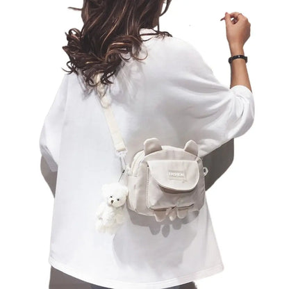 Japanese Style Small Bag Female Fashion Wild Cute Messenger Kitty Bag ins Korean Student Canvas Shoulder Bag Mobile Phone Pouch