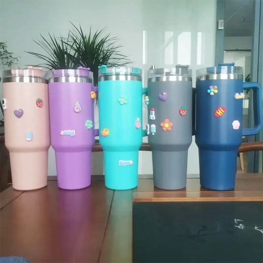 4Pcs/Pack DIY Decoration Water Cup Stickers Hard Resin Soft Rubber Toy Accessories 3D Cartoon Sticker Refrigerator Random Style