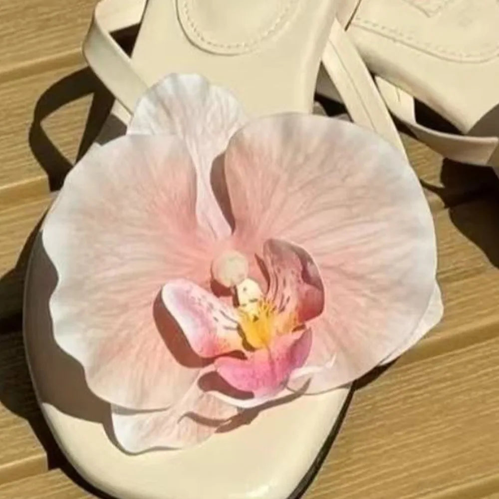 1 Pair Simulation Coloful Thai Fairy  Flower Shoe Buckles Personalized Design  Orchid Simulation Buckles Decor