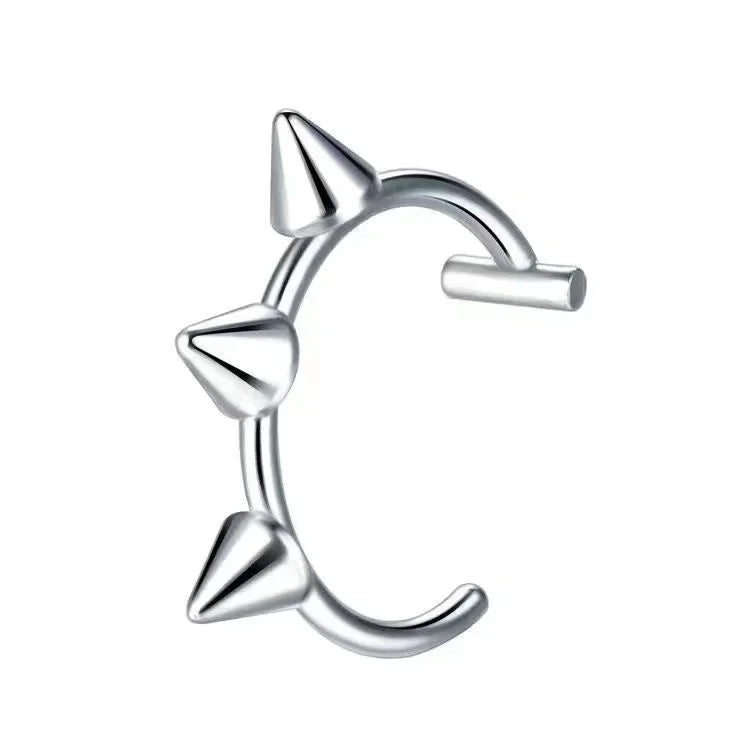 Titanium Steel C-Shaped Lip Ring Holeless False Lip Nail Hip-Hop Punk Piercing Ornament Piercing Fake Fake Septum Piercing 2024