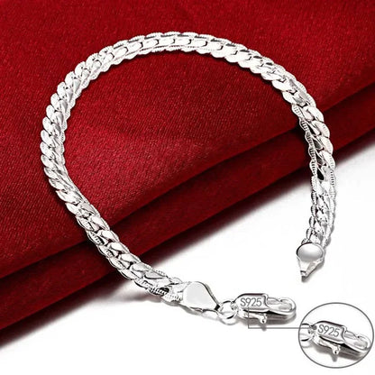 925 Sterling Silver 4MM Twisted Rope Bracelets for Women Men Fashion Minimalist Couple Chain Bracelet Unisex Party Jewelry Gifts