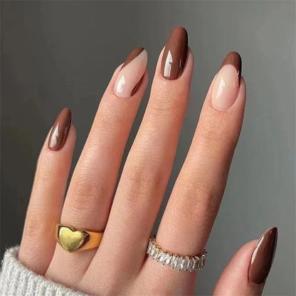 24Pcs Manicure Wearable Fake Nails Ballerina Removable Coffin Fake Nails Finished Women Girls Almond False Nails Art Decoration