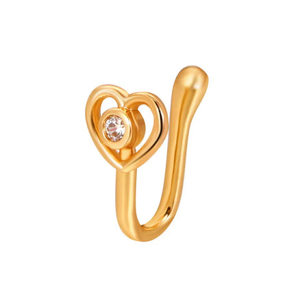 1Pc Copper Fake Piercing Nose Ring Butterfly Crown Star Heart Clip On Nose Ear Clip Cuff Earring for Women Gift Body Jewelry Nez
