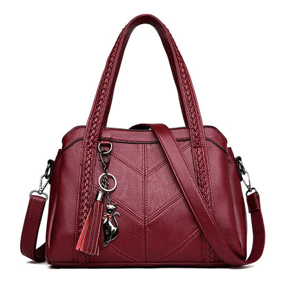Women's Bag2023New Style Middle-aged Mom Bag Simple Retro Women's Handbag Soft Leather Large Capacity Crossbody Bag