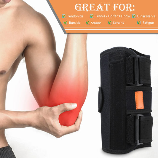 1PC Adjustable Elbow Brace with Removable Splints - Sports Hand Protector Compression Breathable Sports Elbow Orthotics Band Pad