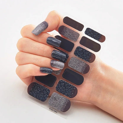 Semi Cured Gel Nail Sticker Pure Color UV LED Lamp Covered Waterproof Full Adhesive Long Self Nail Decals Manicure Lasting