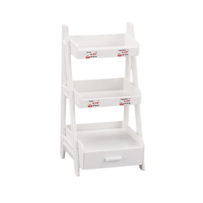 Storage Display Shelf Bookshelf Furniture Model Decor Toy 1Set 1:12  Dollhouse Miniature Trolley Dining Cart with Wheels