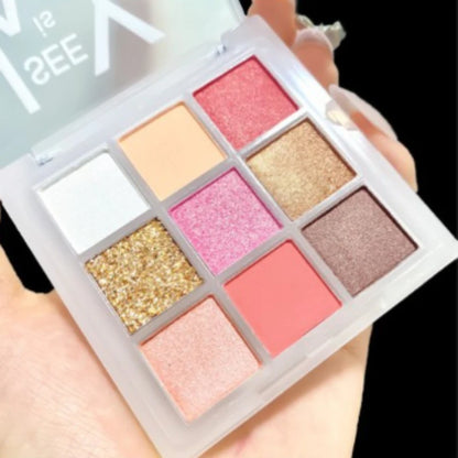 1Pc Nine-colors Eyeshadow Palettes Pearly Matte Glitter Eyeshadow Shiny Eye Shadow Long-lasting Eyes Make Up Butter Orange Brown