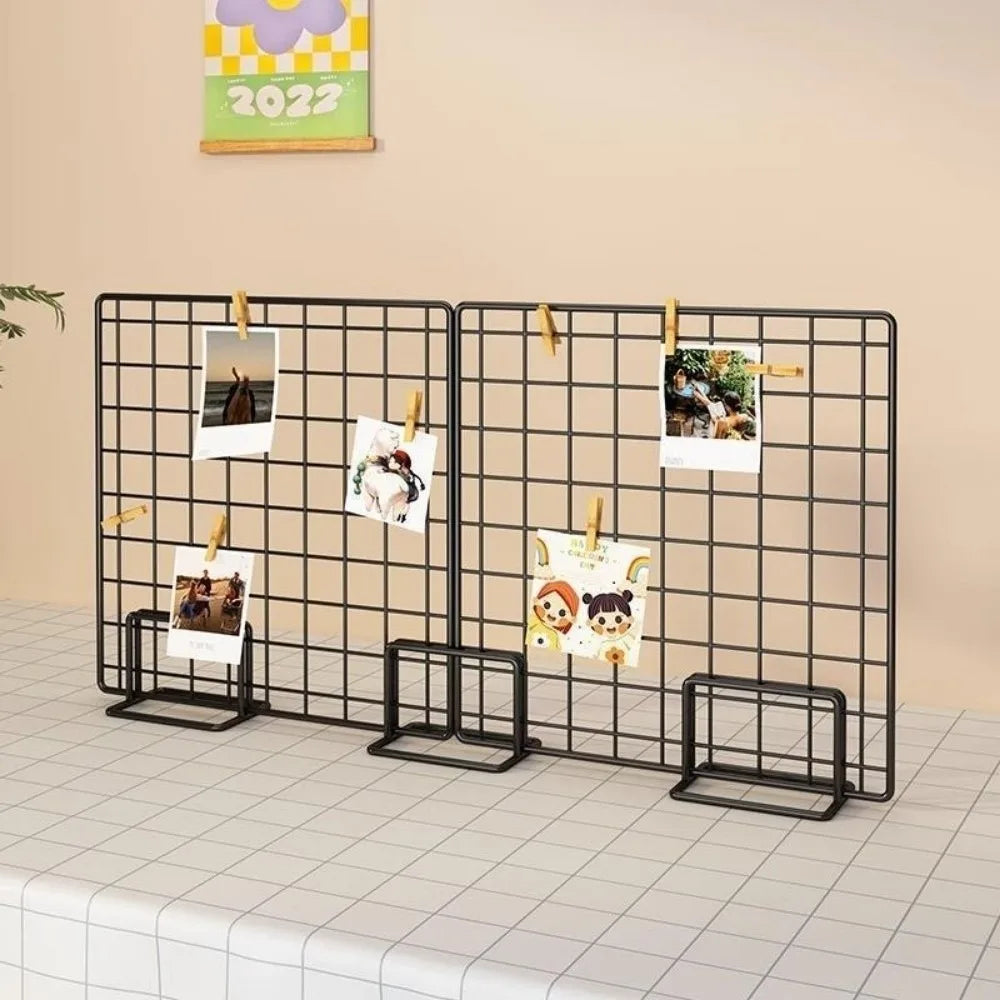 Creative Grid Display Rack with Base Metal Desktop Stand Grid Frame Jewelry Booth Rack For Grid Panel