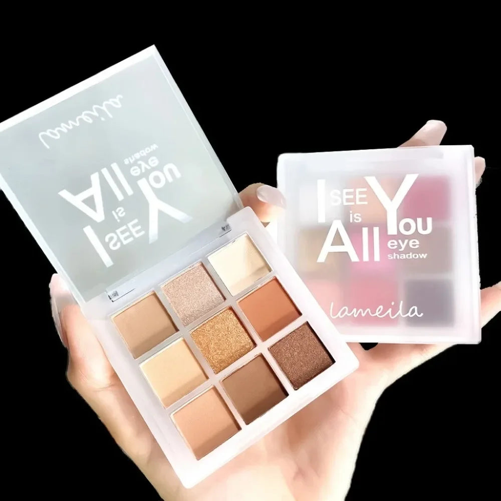 1Pc Nine-colors Eyeshadow Palettes Pearly Matte Glitter Eyeshadow Shiny Eye Shadow Long-lasting Eyes Make Up Butter Orange Brown
