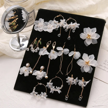 Elegant White Long Earrings Liliy of the vally Acrylic Flower Wedding Dress Earring for Women Bride Fancy Accessories Party Gift
