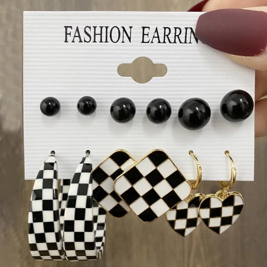 12 Pcs Vintage Black Butterfly Heart Drop Dangle Earrings for Women Charm Gold Color Enamel Hoop Earring Punk Jewelry Set Gift