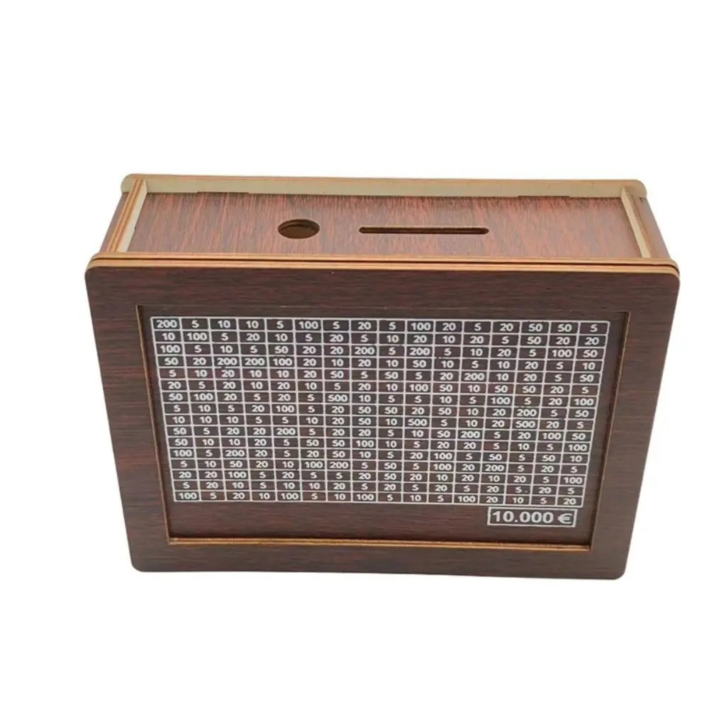 1000/3000/5000/10000 Euro Money Box Wooden Piggy Bank Reusable Money Vault Savings Box Challenge Cash Storage Case Children