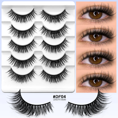 VELTRINAY False Eyelashes Half Lashes Cat Eye Natural Look Wispy Faux Mink Clear Eyelash Band Natural Lashes Makeup