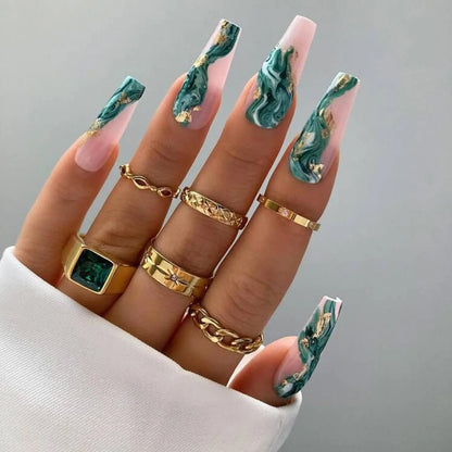 Luxury Designed Reusable Pink Nude False Nails Short Custom Acrylic Press On Nails Artificial Nails With Glue For Woman And Girl