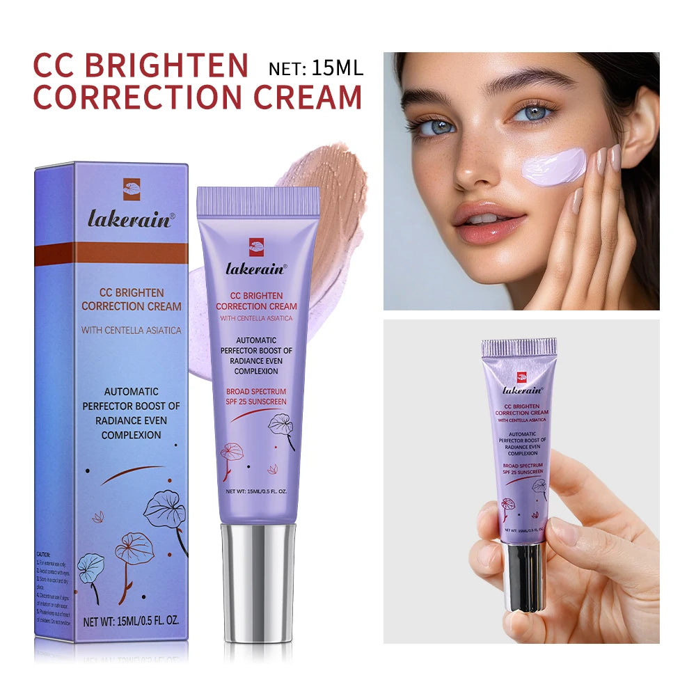 Lakerain CC Cream Color Changing Liquid Foundation High Coverage Even Skin Tone Moisturize Foundation Primer Korean Makeup