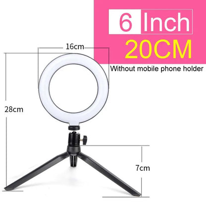 6-14" Ring Light 10 Dimming Levels 22 Modes Professinonal Fill Light 3CCT/RGB with Tripod & Phone/IPad Holder For Live streaming