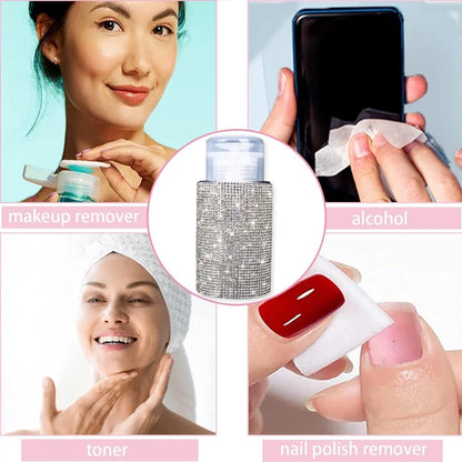Diamond Design 200ml Empty Liquid Bottle Press Pump Dispenser Refillable Container for Nail Polish Remover Makeup Manicure Tool