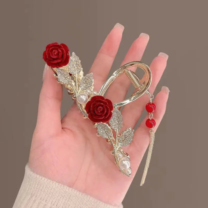 Delicate Tassels Rose Flower Alloy Hairpins for Women Girls Charm Retro Hair Clip New Hair Women's Accessories Gifts