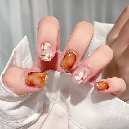 24Pcs/Set Pink Bow French Fake Nails Art Cute with Diamonds Girls Reusable Ballet Press on Nail Tips Oval Acrylic Stick on Nails