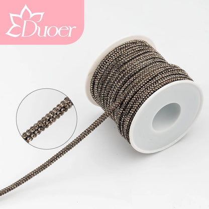 DUOER 3mm 5/10 Yards Glass Rhinestones Rope Tube GlitterDiamond Cord Soft Shoelace Drawstring Trimming For DIY Hoodies Trouser