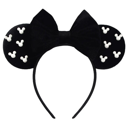 New Trendy Mouse Ears Headband Mickey 3.3"Velvet For Girls Soft Bow Hairband Halloween Festival Party Trip DIY Hair Accessories