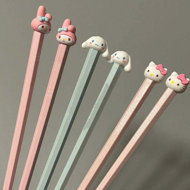 Hello Kitty Melody Cinnamoroll Alloy Chopsticks Non-Slip Couple Cartoon Design Household Set Chopsticks Children Gifts