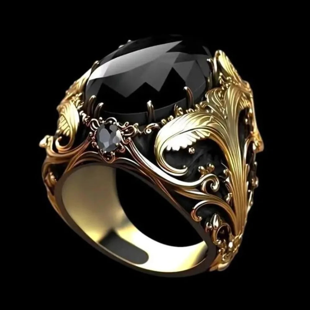 High-End Diamond-Encrusted Retro Gemstone Ring Rose Flower Design Trendy Accessory for Men And Women