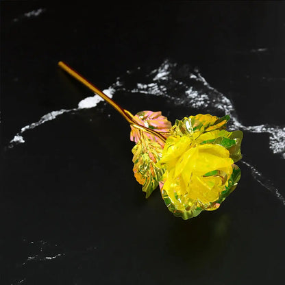 Golden Rose Flower with Gift Box Valentine Day Gift Artificial Roses Foil Rose Flowers Party Wedding Decor Present For Lover