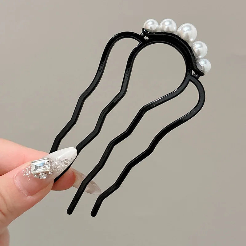 Metal U-Shaped Hair Sticks Combs Pearl Tassel Hair Fork Hair Clip Hairpins Women Girl Hair Accessories Ornament Styling Tool