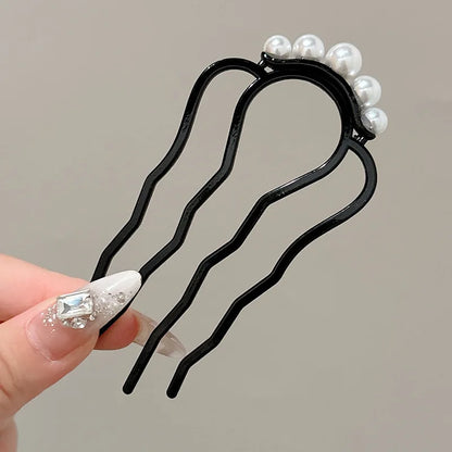 Metal U-Shaped Hair Sticks Combs Pearl Tassel Hair Fork Hair Clip Hairpins Women Girl Hair Accessories Ornament Styling Tool