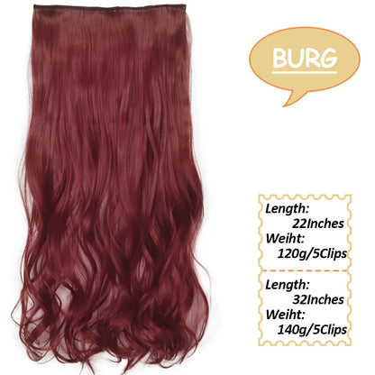 NICESY Synthetic Long Wavy 5 Clips Hair Extensions 22Inch/32Inch Clip On Hair Extensions High Tempreture Fake For Women
