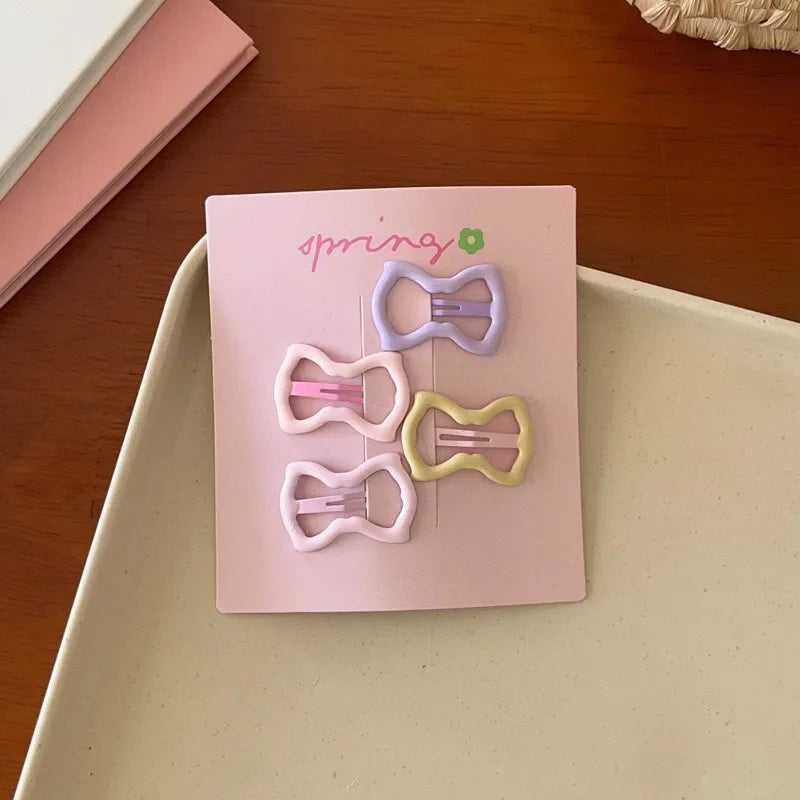 4Pcs/set Cute Colorful Geometric Metal Hair Clips Girls Bangs Hair Ornament Hairpins Barrettes Kids Fashion Hair Accessories