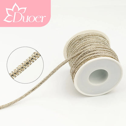 DUOER 3mm 5/10 Yards Glass Rhinestones Rope Tube GlitterDiamond Cord Soft Shoelace Drawstring Trimming For DIY Hoodies Trouser