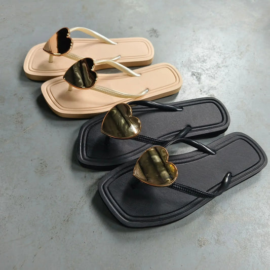 Casual Sandals Women's Outdoor Beach Simple Solid Color Flip Flops Comfortable Fashionable Summer Slippers for Ladies