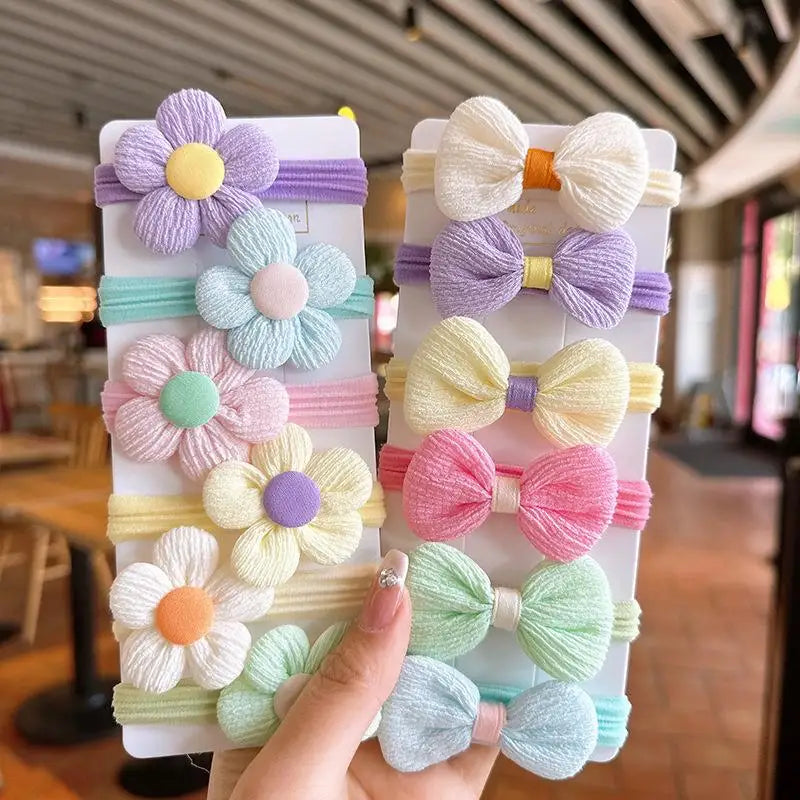6/12Pcs/Set Cute Bow flower Rubber Elastic Hair Bands Girls Not Hurt Hair Small Scrunchie Kids Sweet Hair Ties Hair Accessories
