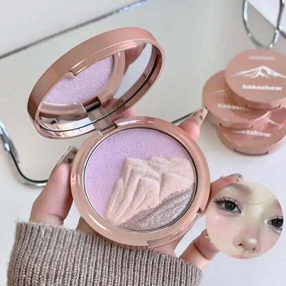 Kakashow 3 colors Sparkling highlighter Pearlescent Smooth Delicate High-Gloss Pressed Powder for Facial Brightening