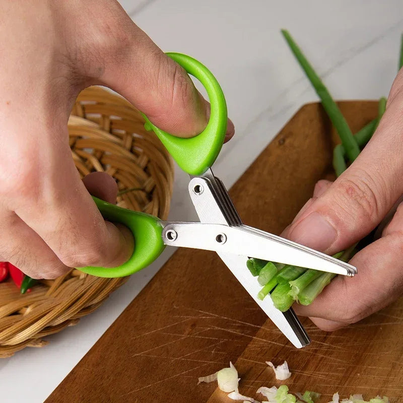 1pc/2pcs New stainless steel 3/5-layer kitchen scissors, suitable for cutting and cooking chili peppers, onions, and cilantro