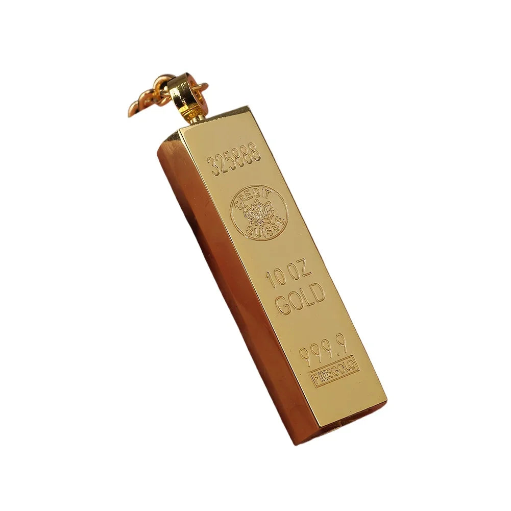 2025 Mini Retro Gold Bar 10,000 Times Kerosenei Lighter Outdoor Waterproof Portable Pendant Cigarette Lighter Wholesale