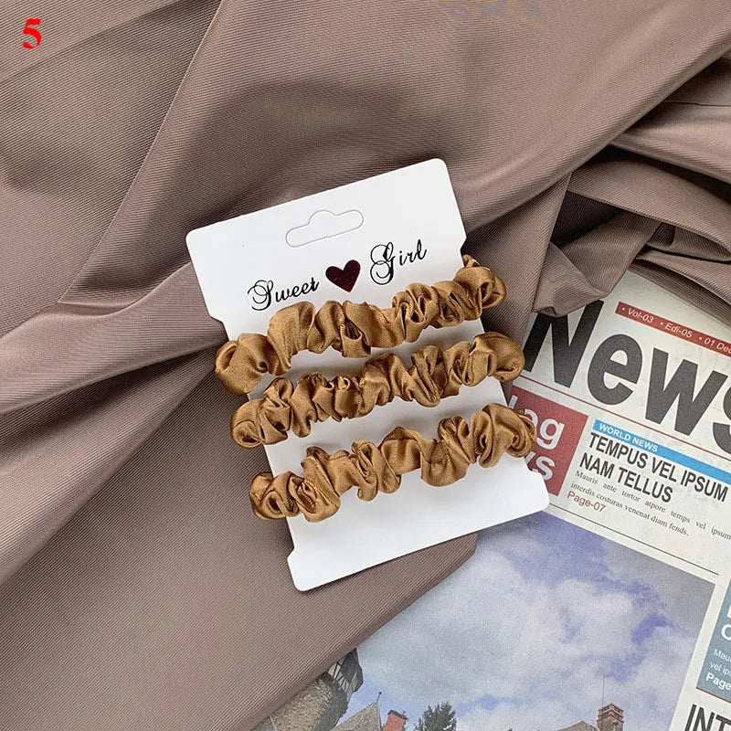 3/6Pcs/Set Silk Hair Scrunchies Elastic Hair Bands Women Elegant Headwear Hair Ties Ponytail Holder Sweet Hair Rope Rubber Bands
