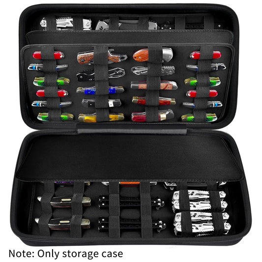 （CASE ONLY)Knife Display Case for 66+ Pocket Knives. Folding Holder, Butterfly Storage Organizer, Knives Roll Collection Pouch