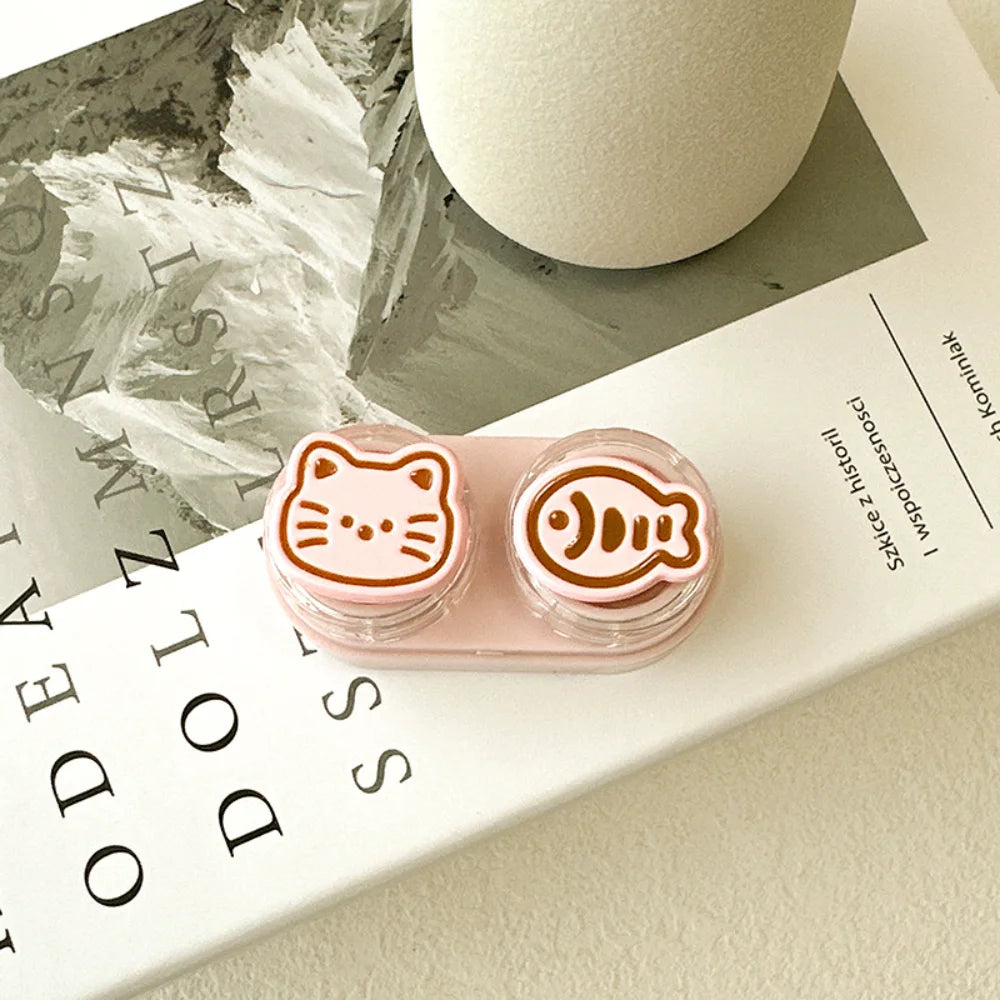 KLASSNUM Portable Cute Cartoon Contact Lens Case Drawer Design Color Contact Lenses Box Container Storage Case Travel Accessory