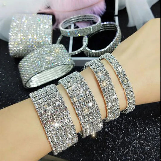 Luxury Crystal CZ Tennis Bracelet Wedding Bracelet For Women Gold Silver Color Simple Jewelry Adjustable
