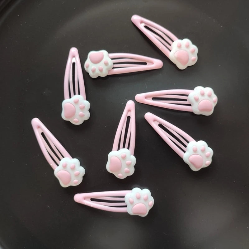 Metal Snap Cartoon Cat Paw Shape Hair Clip New Year Headwear for Woman Birthday Party Carnivals Theme Non-slip Hairpin