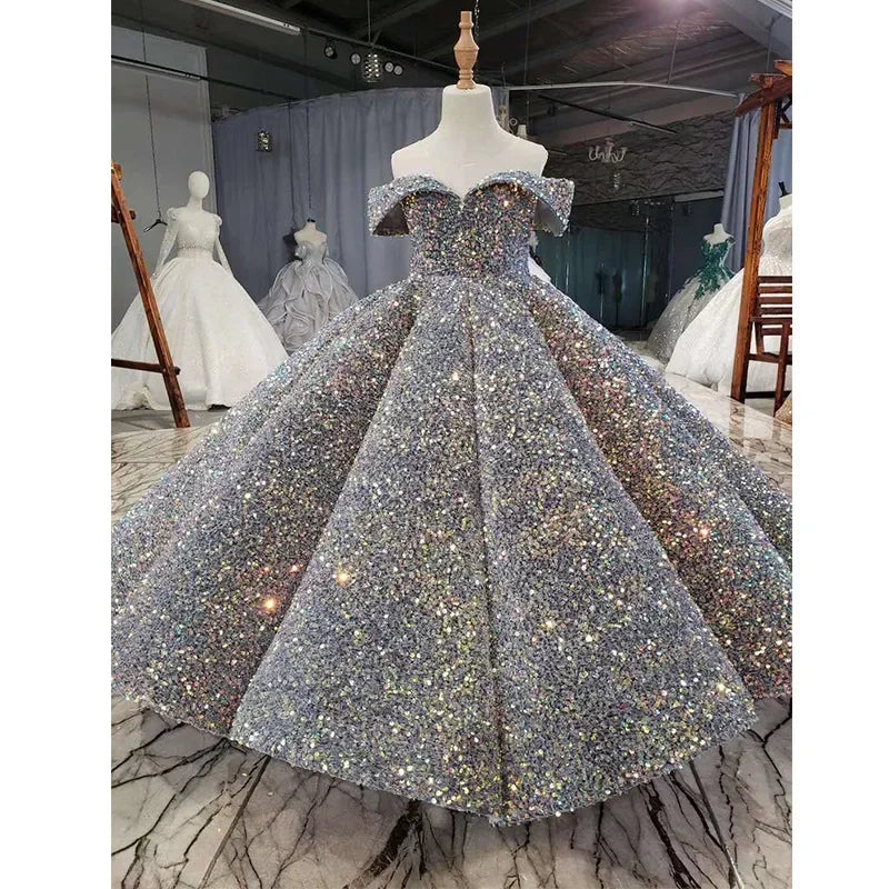 Children's Catwalk Dress Princess Dress New Fluffy Yarn Foreign Style Little Host Piano Performance Sequined Children's Dress