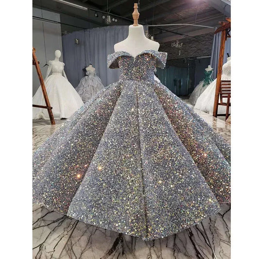 Children's Catwalk Dress Princess Dress New Fluffy Yarn Foreign Style Little Host Piano Performance Sequined Children's Dress