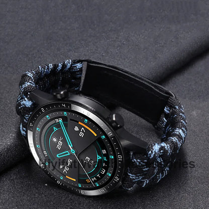 20 22mm Braided Flat Head Universal Watchband Colorful Velcro Style For Galaxy Watch 3/4/5 41/45mm 40/44 42/46mm Gear S3 Band